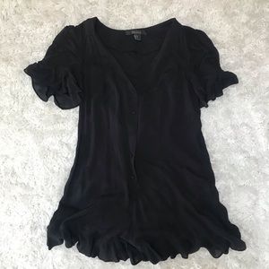black ruffle romper from Forever 21